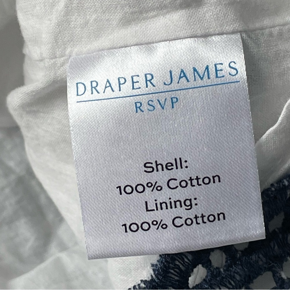 Draper James White Tank Top with Navy Blue Embroidered Floral Border - Picture 15 of 16